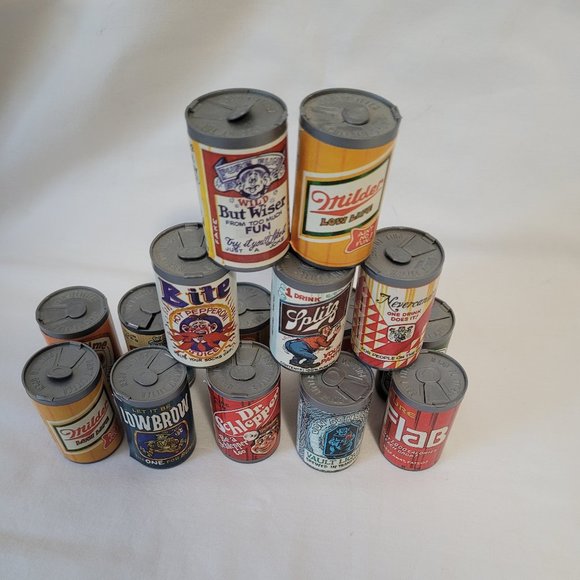 1980's Vintage Chug-a-Can Candy Lot of 15 Beer Soda Spoof Candy Cans - Picture 1 of 5